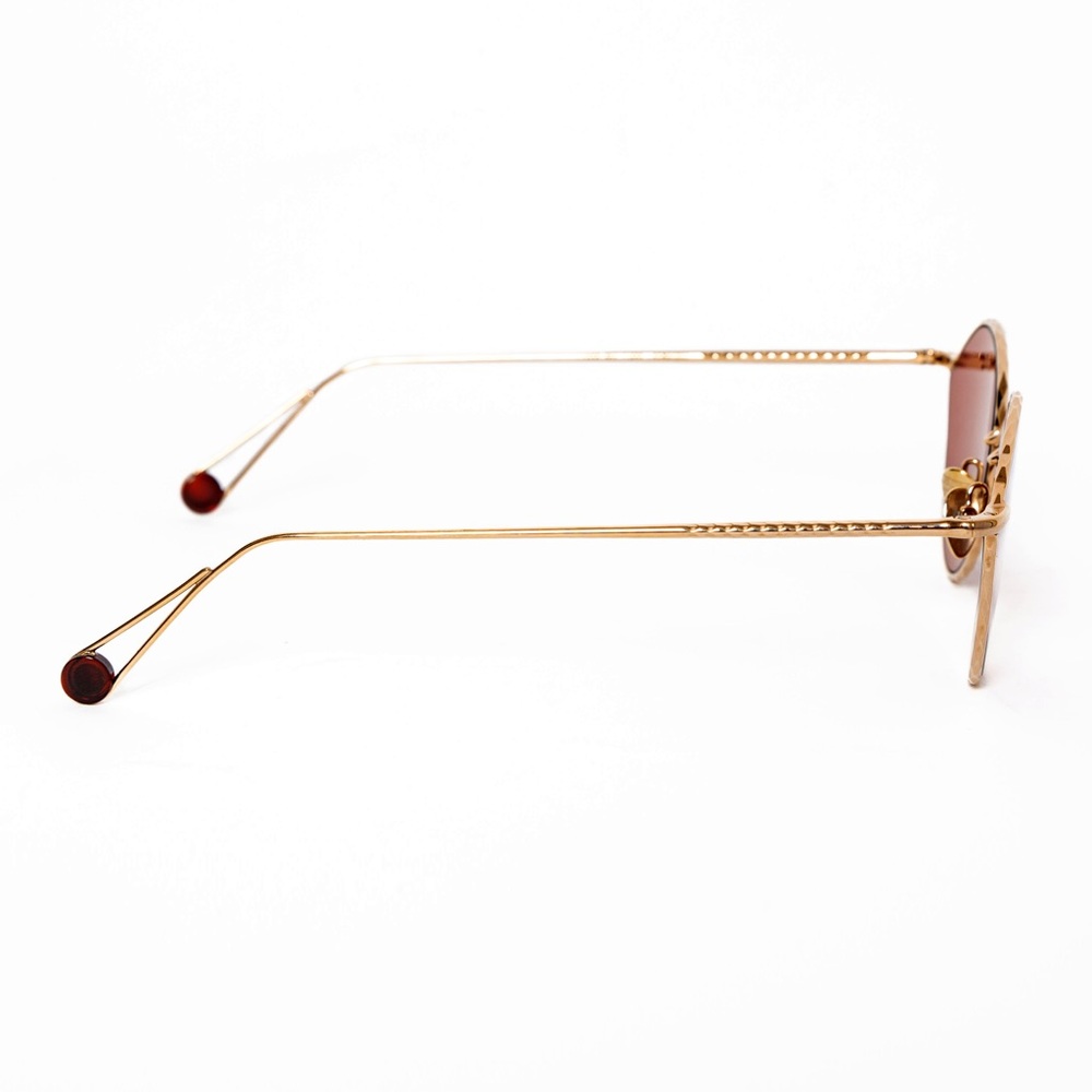 SOLD - AHLEM Place des Alpes Champagne Gold Cat Eye Sunglasses — Rosy Brwn Lens - Picture 5 of 15